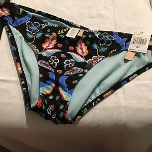 Swimsuit Bottom XL, Black Multicolor print, NWT